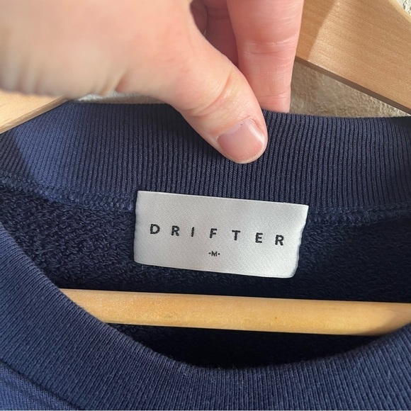 DRIFTER Galeras Navy Velvet Sleeve Crewneck Pullover Sweatshirt - Picture 8 of 10